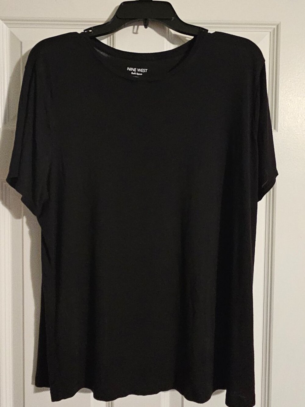 Nine West Soft Spun Black Short Sleeve Tee XXL Stretch Top